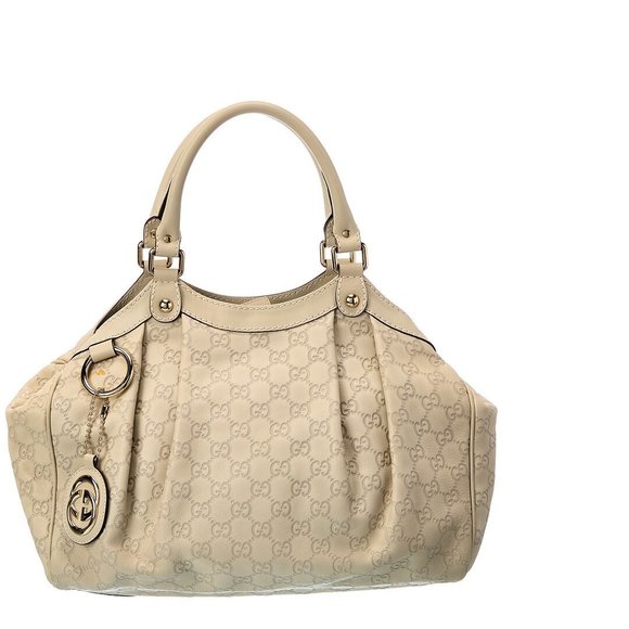 Gucci White Guccissima Leather Sukey Tote (Authentic Pre-Owned)